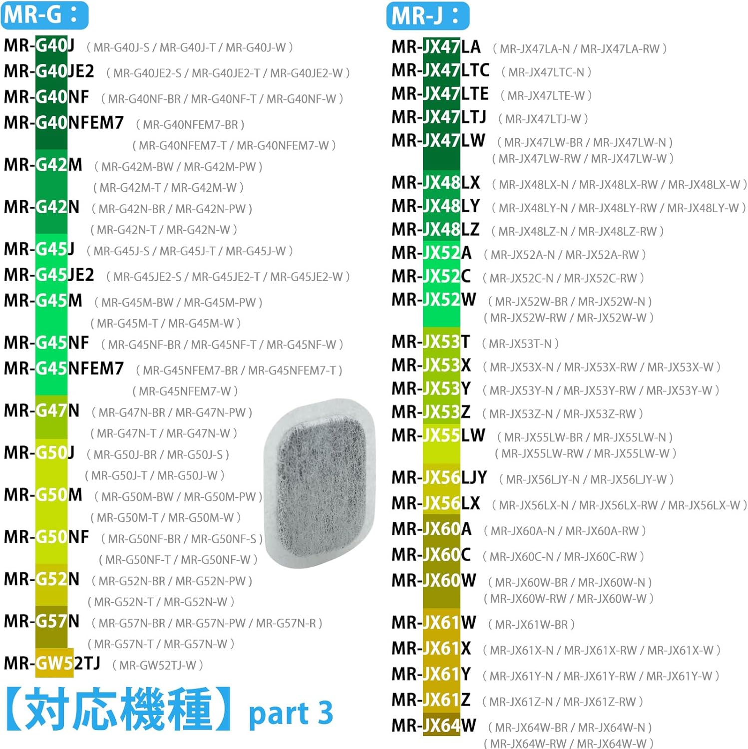 三菱冷蔵庫自動製氷機互換用フィルター MRPR-01FT